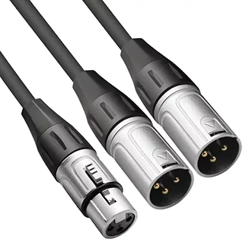 כבל Y XLR נקבה ל 2 זכר אורך 50ס