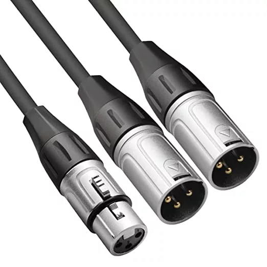 כבל Y XLR נקבה ל 2 זכר אורך 50ס"מ