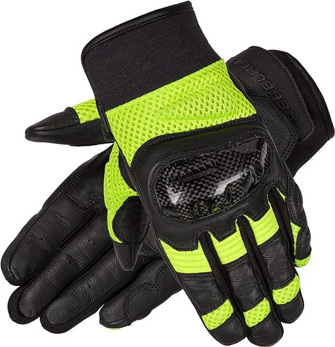 כפפות קיץ מעור / בד שחור צהוב - REBELHORN GAP 3 GLOVES