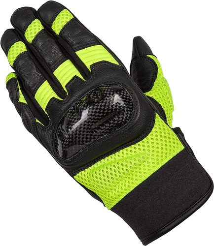 כפפות קיץ מעור / בד שחור צהוב - REBELHORN GAP 3 GLOVES