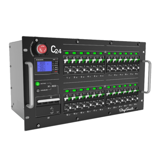 לוח הפצת חשמל Stage Smarts C24B-11DE-Schuko, 4x19-pin Socapex