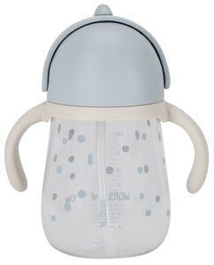 בקבוק שתיה לילדים עם קש סיליקון מתקפל וידיות אחיזה 240 מ"ל - כחול