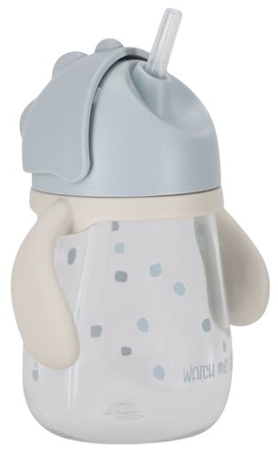 בקבוק שתיה לילדים עם קש סיליקון מתקפל וידיות אחיזה 240 מ