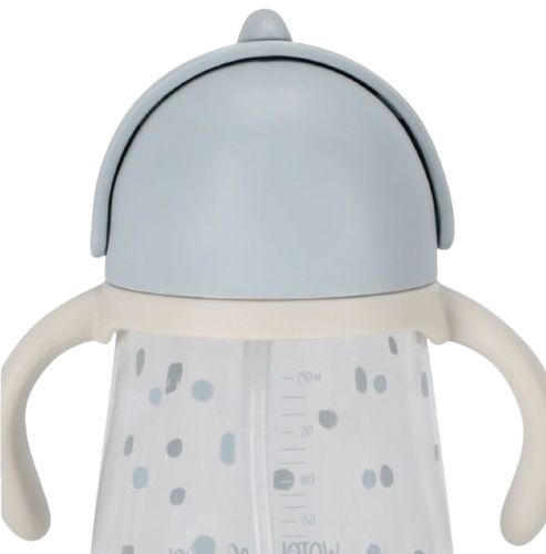 בקבוק שתיה לילדים עם קש סיליקון מתקפל וידיות אחיזה 240 מ