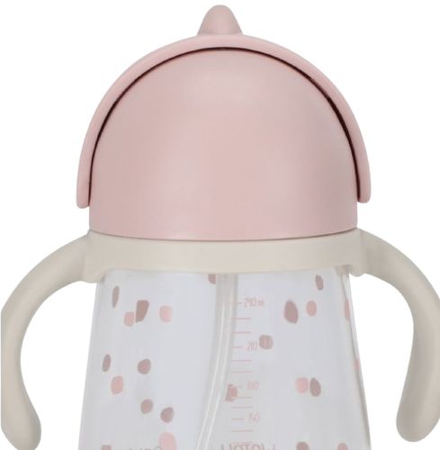 בקבוק שתיה לילדים עם קש סיליקון מתקפל וידיות אחיזה 240 מ