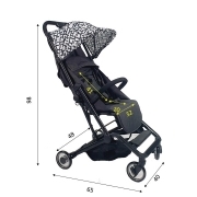 טיולון דגם:MICRO M1  צבע: שחור גגון לבן הדפסים