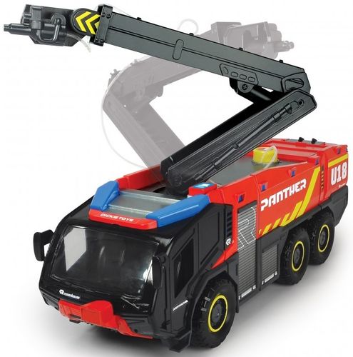 כבאית נמל תעופה RC 6X6 אורות וצלילים עם שלט רחוק, בעלת זרנוק מים על מנוף מתקפל היורה מים אמיתיים
