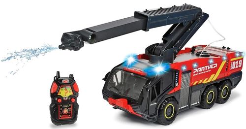 כבאית נמל תעופה RC 6X6 אורות וצלילים עם שלט רחוק, בעלת זרנוק מים על מנוף מתקפל היורה מים אמיתיים