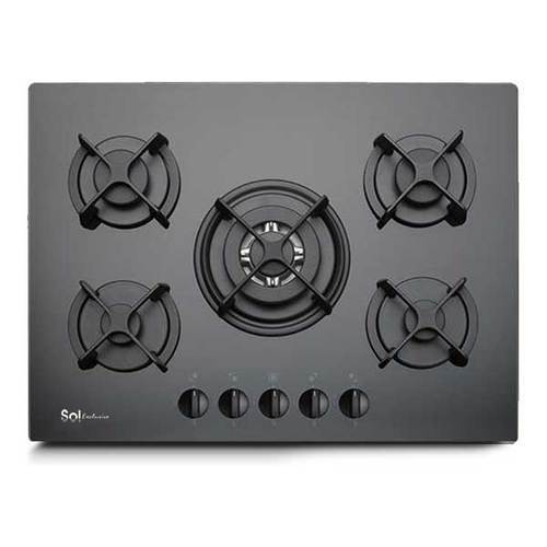 כיריים גז 5 להבות SOL FQ7GC-274 זכוכית שחורה סול