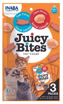 Juicy Bites - חטיפים לחים עם דגים וצדפות לחתול 33.9 גרם מבצע 3+1