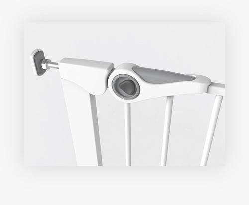 שער בטיחות 'ללא קדיחה' עם פס תחתי צר למניעת נפילות ומנגנון נעילה כפול לפתחים רחבים מאוד בגודל 75 עד 131 ס