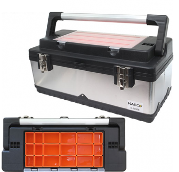 ארגז כלים נירוסטה כולל ברגיה עליונה 18 תאים KASCO