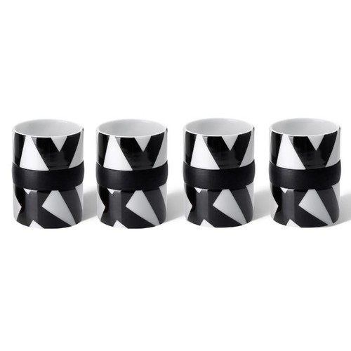סט 4 ספלי אספרסו מונדריאן Ring Black