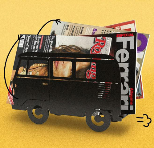 מתקן עיתונים בעיצוב קרוואן