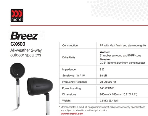 רמקול חוץ מבית MOREL דגם CX600 