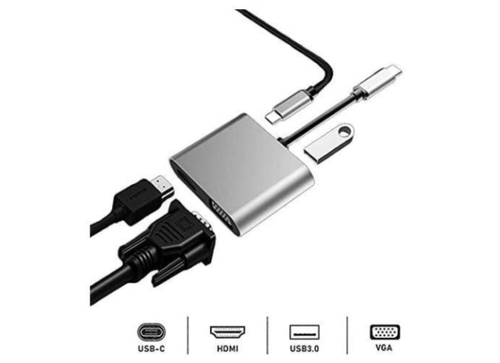 מתאם לשני מסכים USB-C to HDMI 2.0 and VGA Adapter with MST Dual Monitor