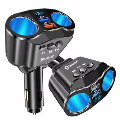 מטען - מפצל 2 יציאות מצת רכב+ עם 2 יציאות USB 