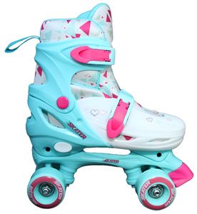קומבו סקייט - סקיטים 2 ב 1 הופכים לרולר בליידס עם גלגלי PU מידה 35-38 - תכלת ורוד