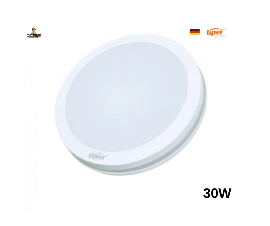 גוף תאורה מוגן מים עגול 30 וואט CCT IP65   לבן ליפר