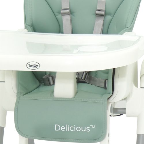 כסא אוכל לילדים Delicious בריפוד דמוי עור, מצבי שכיבה וגובה - אפור