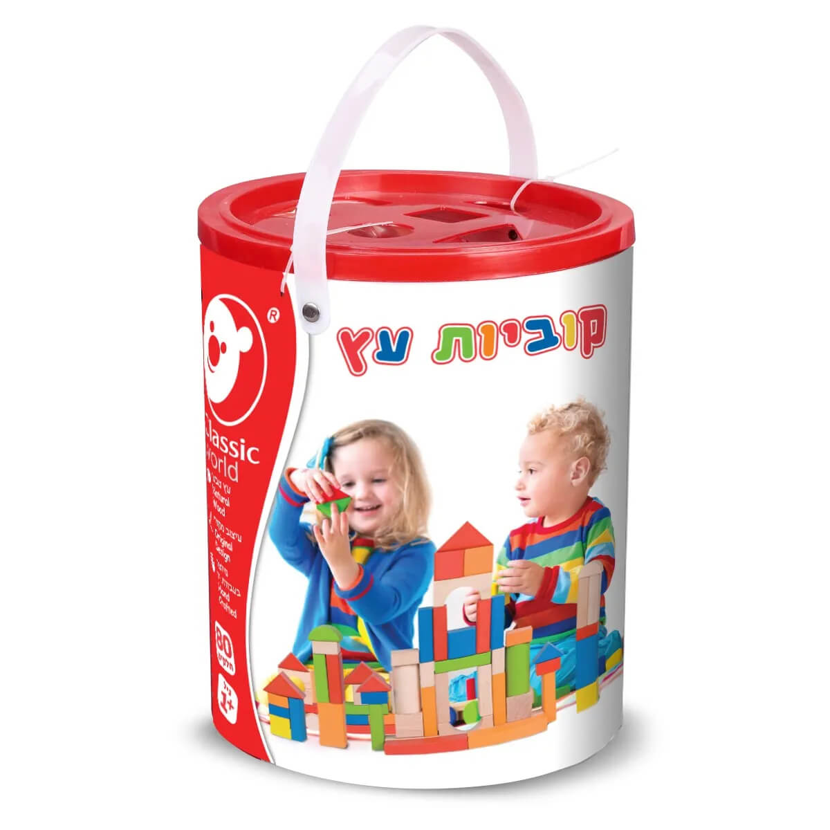 דלי קוביות עץ 80 חלקים