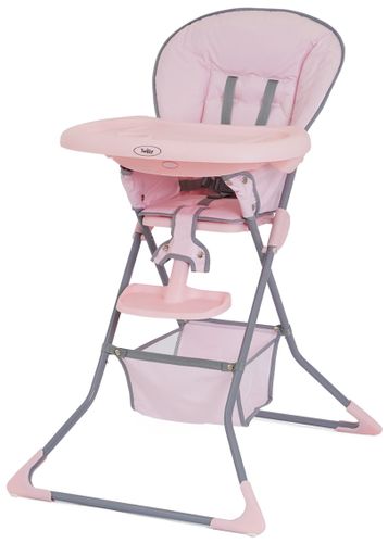 כסא אוכל גבוה עם מגש ניתן להסרה וריפוד קל לניקוי דינר טיים - ורוד