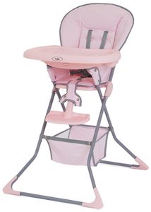 כסא אוכל גבוה עם מגש ניתן להסרה וריפוד קל לניקוי דינר טיים - ורוד