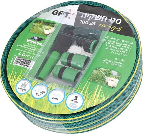 צינור השקייה מקצועי לגינה 25 מטר + מחברים עמיד UV כולל מחבר