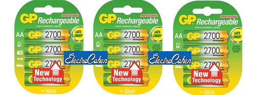 12 סוללות נטענות GP 2700mAh AA