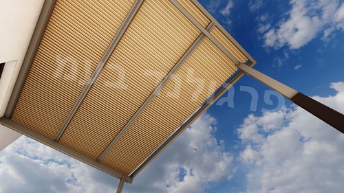 פרגולת אלומיניום כניסה יוקרתית מדגם FLAT פרופיל U היקפי 50*120 מ