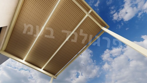פרגולת אלומיניום כניסה יוקרתית מדגם FLAT פרופיל U היקפי 50*120 מ