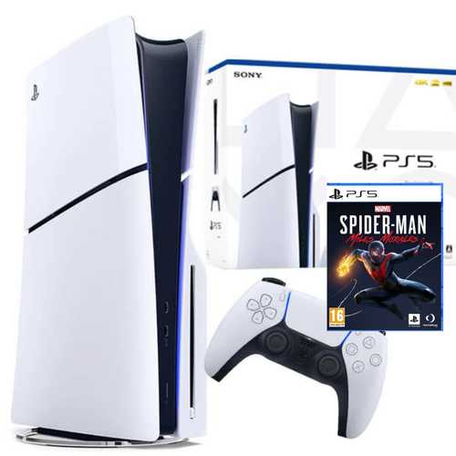 SONY PLAYSTATION 5 SLIM 1TB BLUTAY EDITION CFI-2000 CFI-2016 + GAME SPIDER MAN MILES MORALES PS5