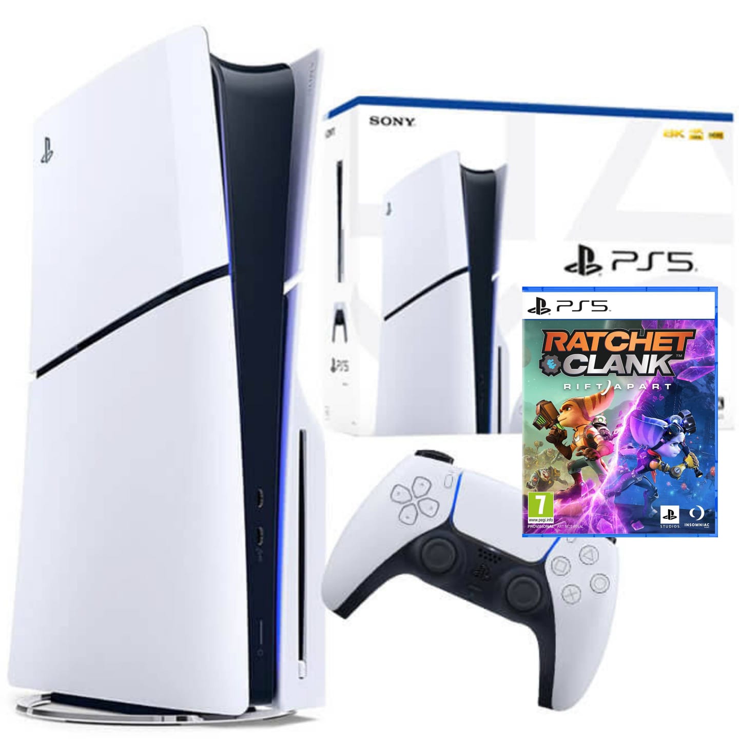 SONY PLAYSTATION 5 SLIM 1TB BLUTAY EDITION CFI-2000 CFI-2016 + GAME RATCHET & CLANK RIFT APART PS5