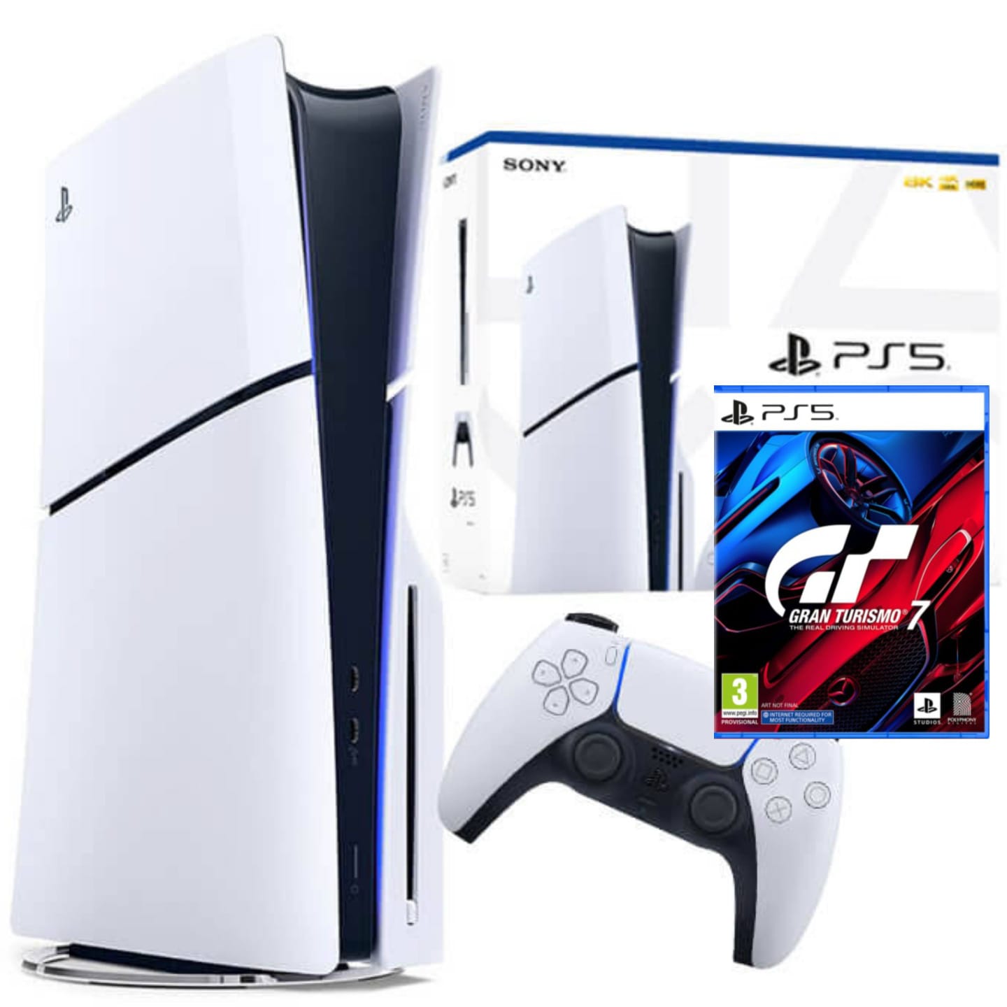 SONY PLAYSTATION 5 SLIM 1TB BLURAY EDITION CFI-2000 CFI-2016 + GAME GRAN TURISMO 7 PS5