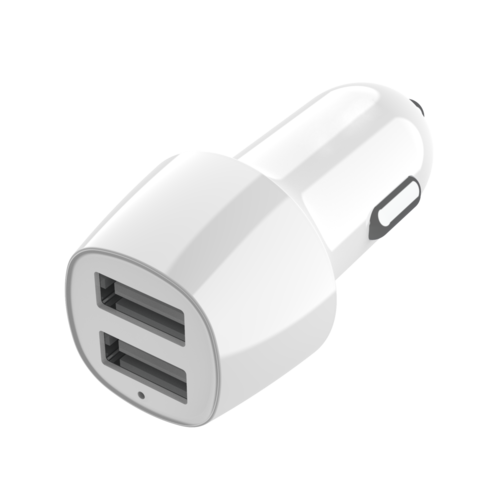 Essentials Dual 15W Car Charger - White