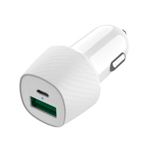 Essentials Dual 38W Car Charger - White