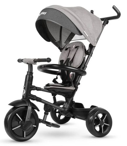 תלת אופן מתקפל ריטו סטאר Rito Star עם גגון XXL, גב גבוה וידית חדשה - אפור Q Play