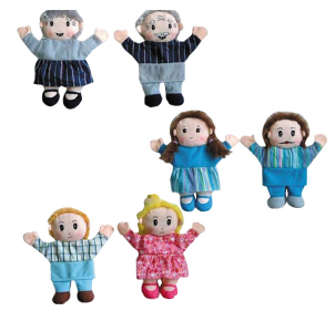 בובות כפפה משפחה 6 י"ח | ציוד לגני ילדים | הדר לטף