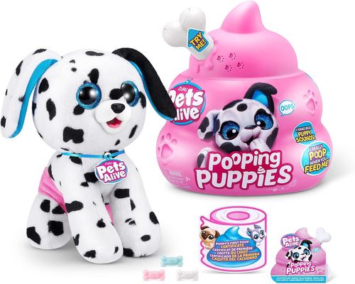 Pets Alive גורי קקי - בובת גור כלבים בהפתעה עם אפקטים קוליים ועושה קקי שמאכילים אותו