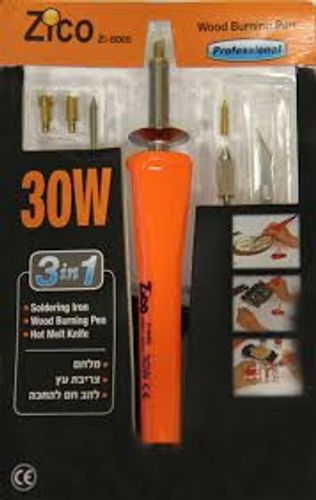 מלחם לצריבה בעץ זיקו 30W סט 3 ב-1 Zico ZI-8065