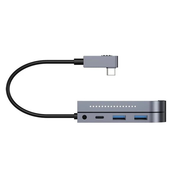 מרכז יחיד USB-C Hub של Baseus עם 6 יציאות, ממיר HDMI ל-4K/30Hz עם תמיכה במשלוח חשמלי של 100W.