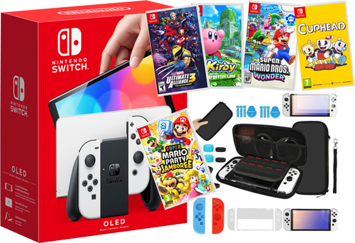 חבילת GOLD גיימינג נינטנדו סוויץ OLED הכוללת 5 משחקים מהטובים ביותר לבחירה + ערכת 12 אביזרים 