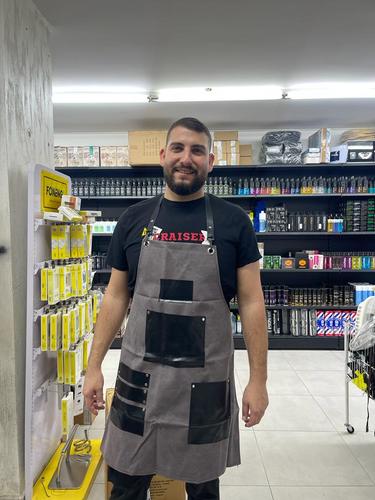 סינר עבודה מקצועי לספרים מבד קנבס עבה – אפור