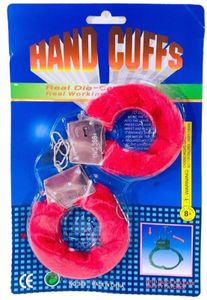 אביזרי תחפושת: זוג אזיקי מתכת עם פרווה ומפתחות 