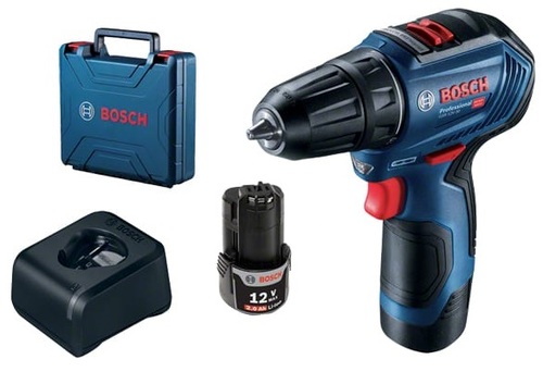 מקדחה/מברגה GSR 12V-30 כולל סוללה 2AH מבית BOSCH