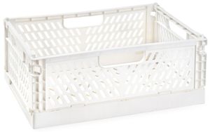 סלסלת אחסון מתקפלת מפלסטיק - לבן