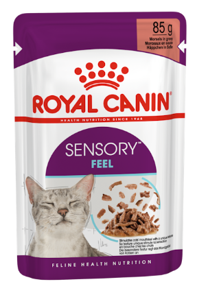 רויאל קנין פאוץ' לחתול - SENSORY FEEL - נתחים ברוטב 85 גרם מבצע  10% הנחה בקניית 10 יח