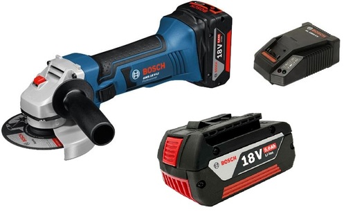 משחזת זוית נטענת GWS 18V-LI כולל 2 סוללות 5AH מבית BOSCH