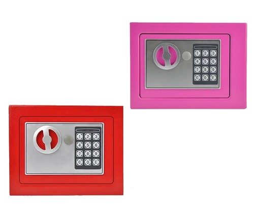 כספת דיגיטלית עם זוג מפתחות בצבע אדום / ורוד