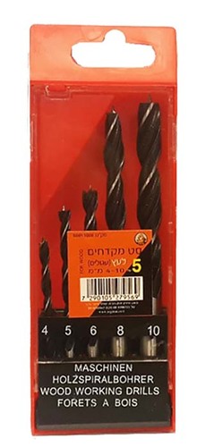 סט מקדחים לעץ 5 יח' 4-10 מ